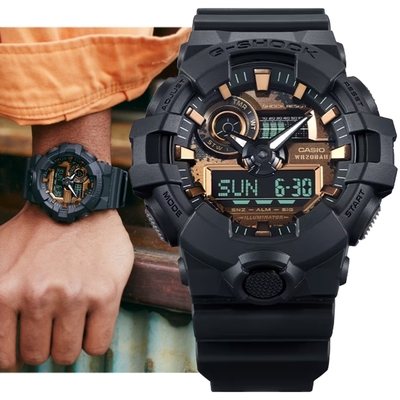 CASIO 卡西歐 G-SHOCK 鏽鐵意象 新古典黑鏽設計大圓雙顯錶 GA-700RC-1A