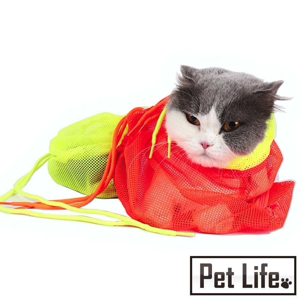 Pet Life 寵物美容洗澡防扭動可調節拉鍊洗貓袋