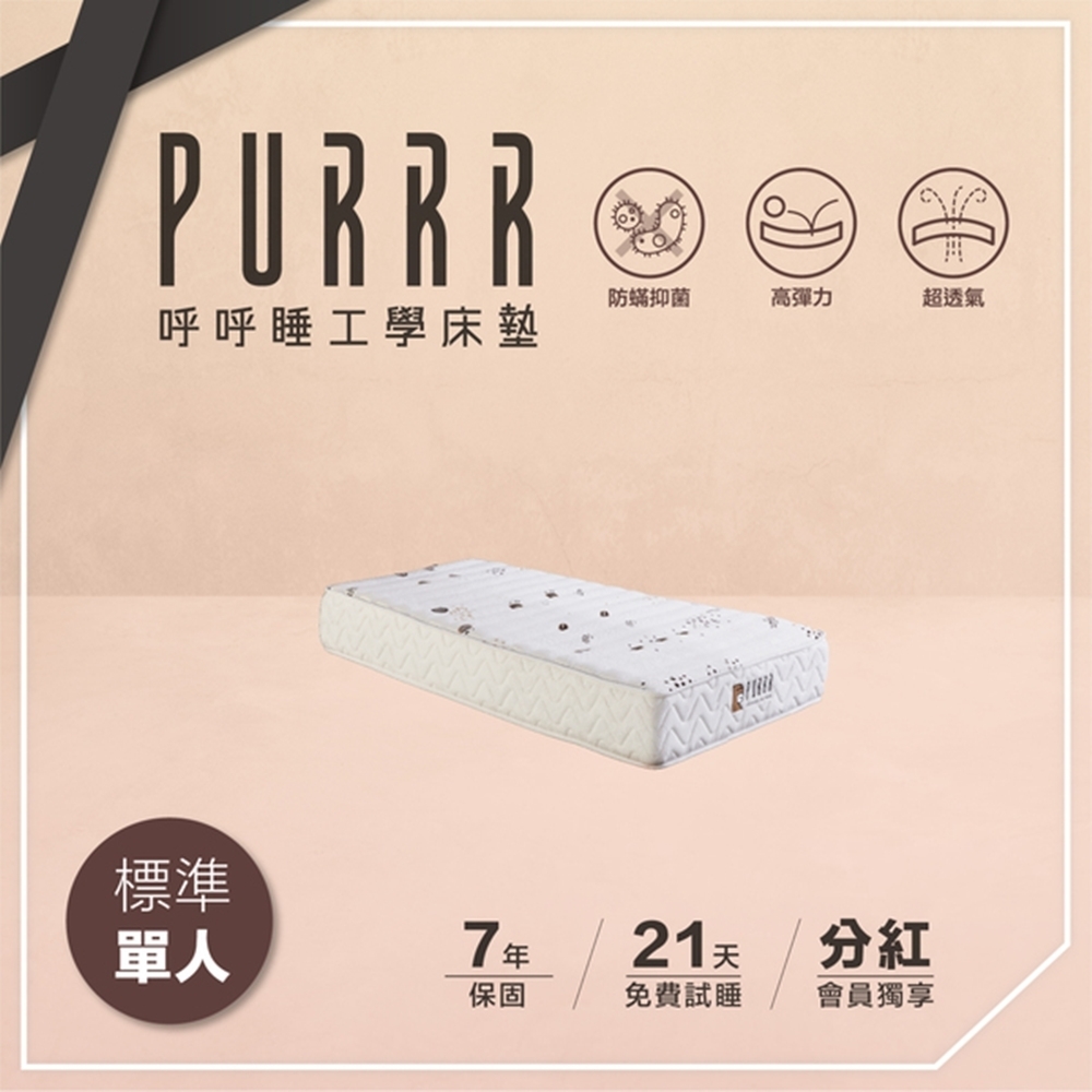 PURRR呼呼睡 | 全綿床墊 環保咖啡系列-標準單人