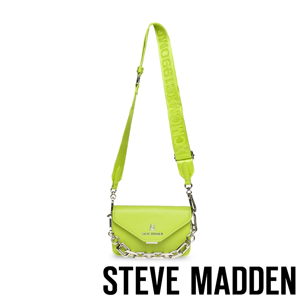 STEVE MADDEN-BHESSA 粗背鍊帶皮革信封包-黃綠色