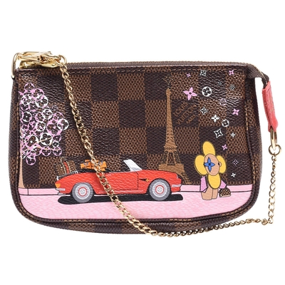 LV Louis Vuitton路易威登 N60259經典Damier帆布吉祥物搭乘貢多拉船拉鍊迷你手提包