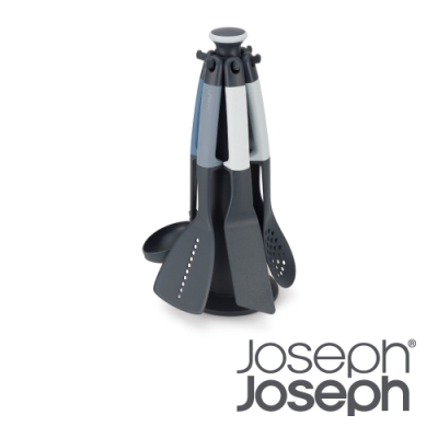Joseph Joseph 不沾桌鏟杓料理6件組(附架)-天空藍