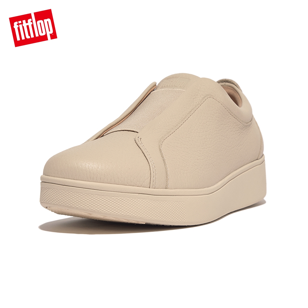 【FitFlop】RALLY ELASTIC TUMBLED-LEATHER SLIP-ON SNEAKERS易穿脫時尚休閒鞋-女(白石色)