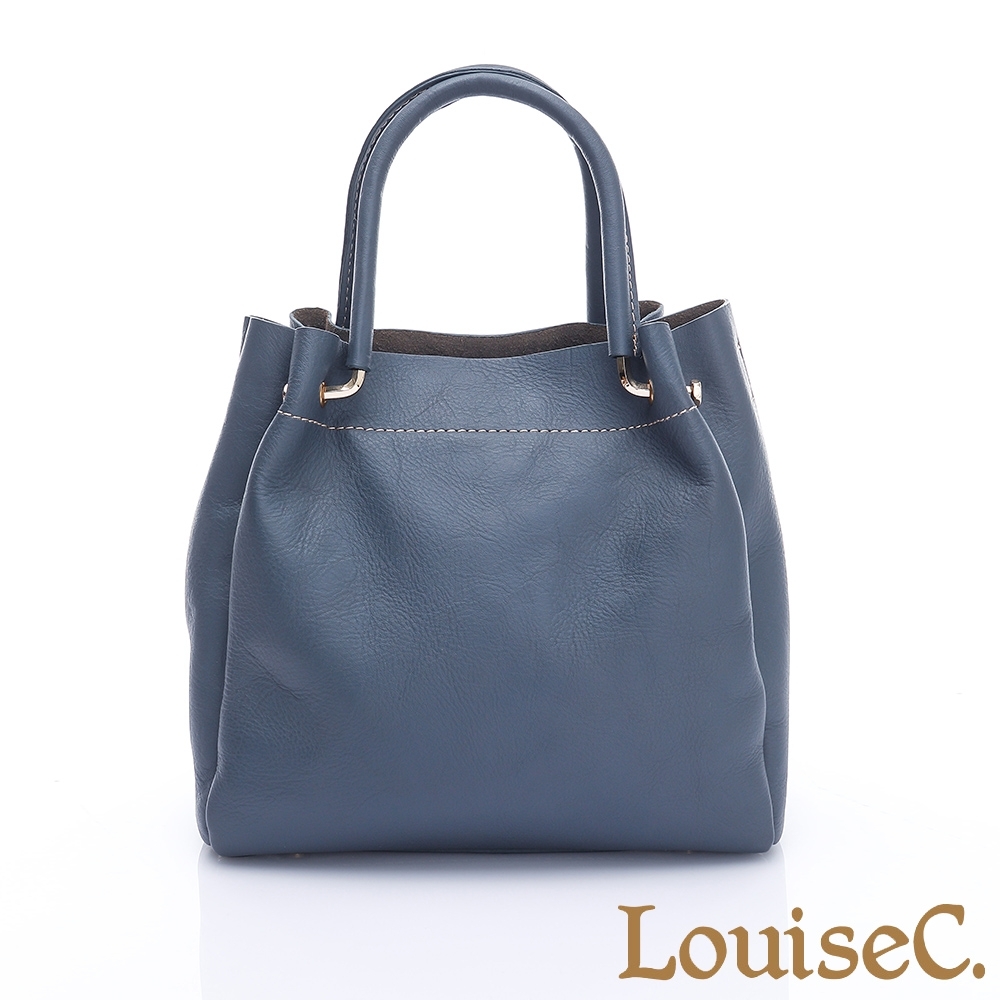 LouiseC. 植鞣革牛皮(可拆式內袋)手提包-藍色 HGSA810069-09