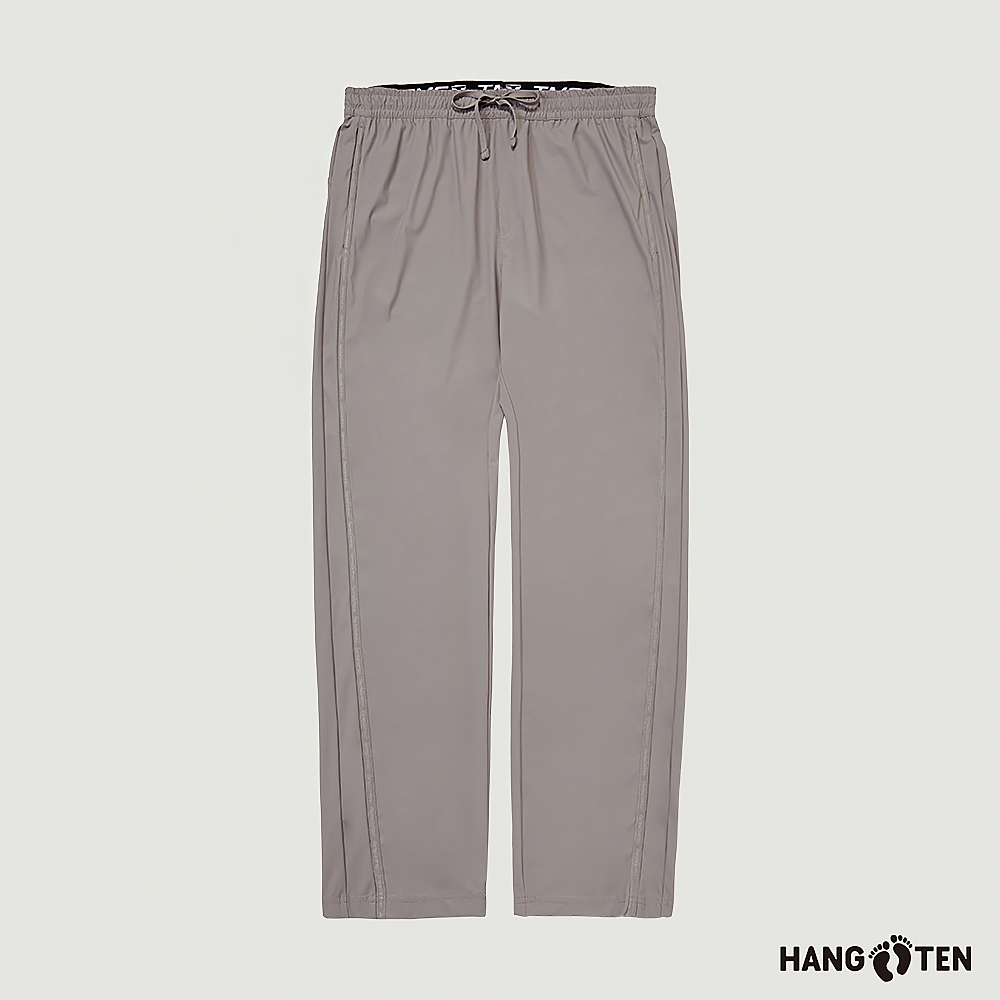 Hang Ten-男裝-恆溫多功能-TAPERED FIT冰絲涼感吸濕快乾側邊壓條錐形長褲-銀灰