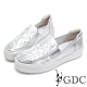 GDC-超軟!真皮簍空水鑽舒適休閒鞋-銀色 product thumbnail 1