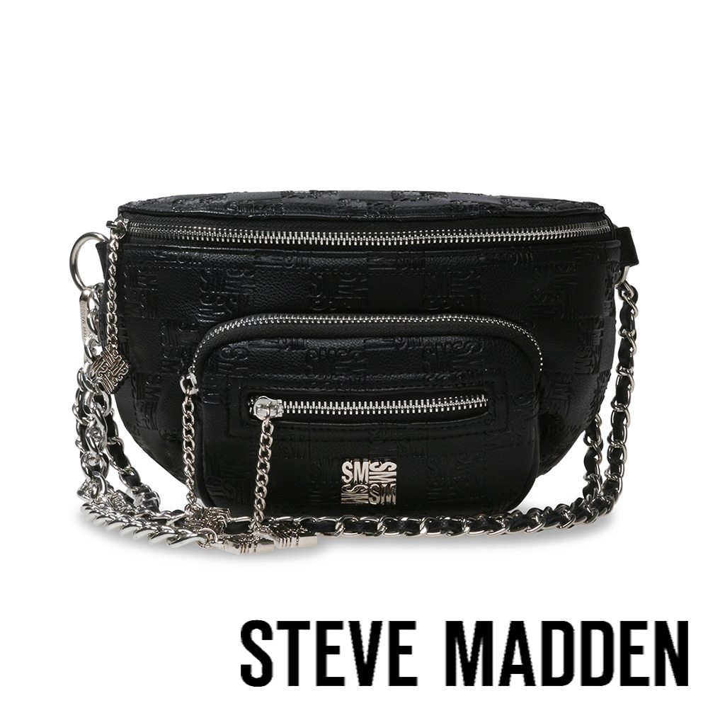 STEVE MADDEN-BSUMMITG 壓紋鍊條式腰包-黑色