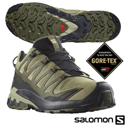 索羅門 SALOMON 男 XA PRO 3D V9 Goretex 防水透氣耐磨低筒登山鞋(寬楦)_472773 藥綠/黑/綠