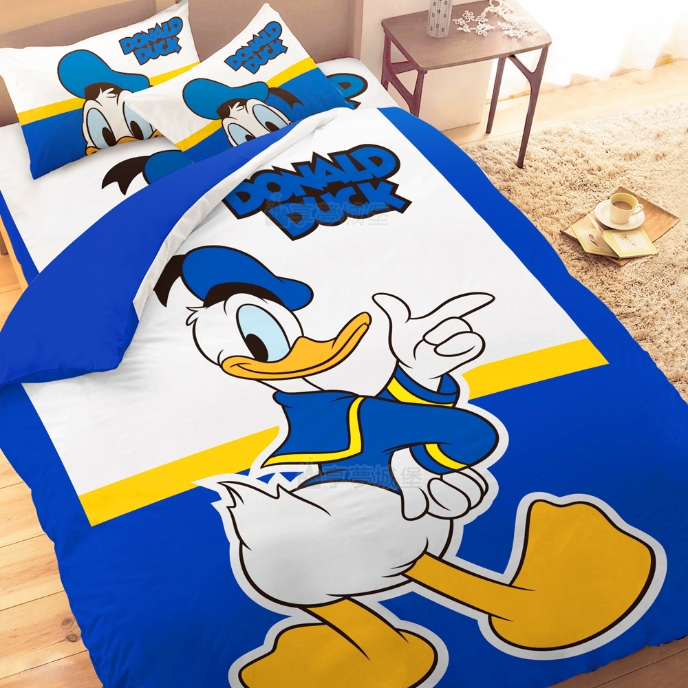 享夢城堡 單人床包雙人薄被套三件組-迪士尼唐老鴨Donald Duck 經典-藍