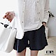 Jilli-ko 棉麻感寬鬆百搭短褲- 卡/深藍 product thumbnail 1