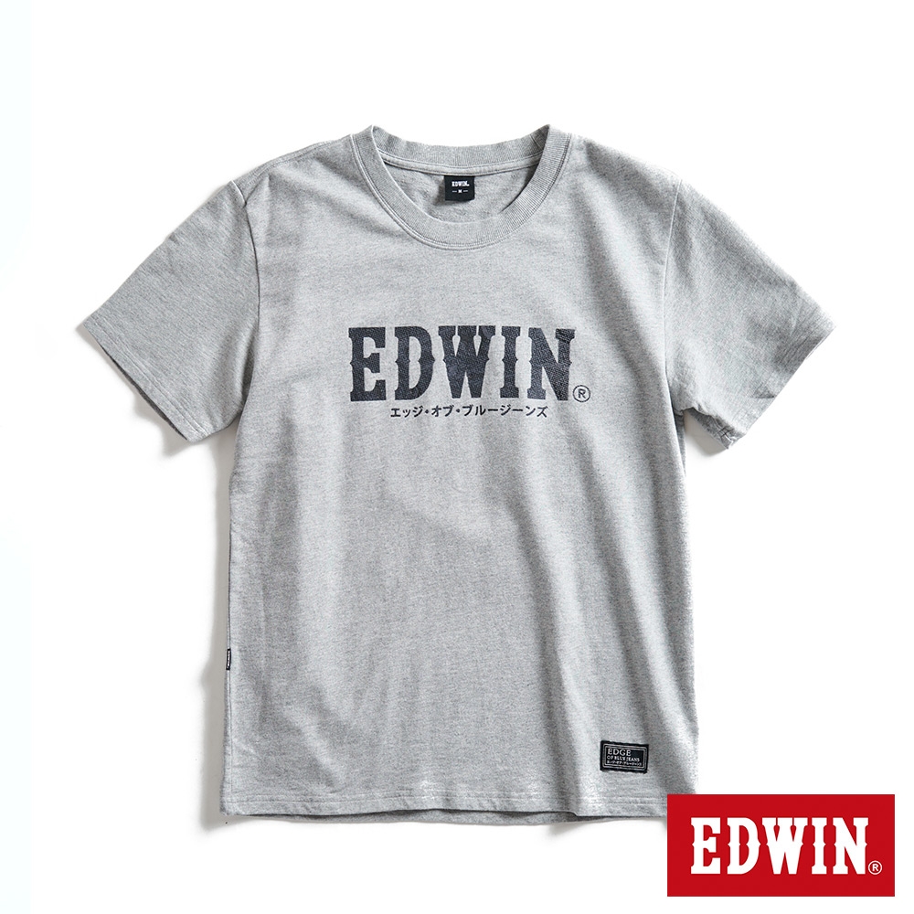 EDWIN EDGE系列 數位煙幕LOGO印花短袖T恤-男-麻灰色