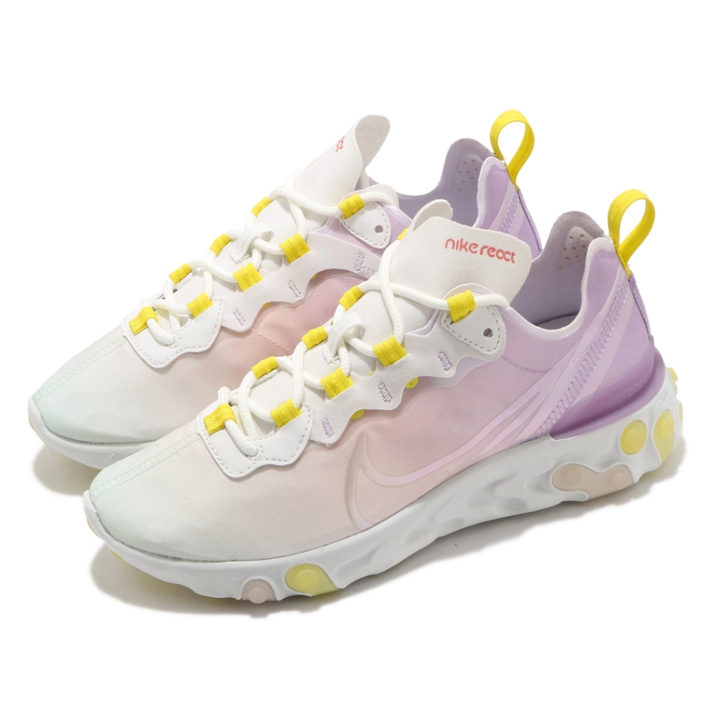 Nike 休閒鞋 React Element 55 女鞋 輕量 透氣 舒適 避震 球鞋 穿搭 白 彩 CW2631911