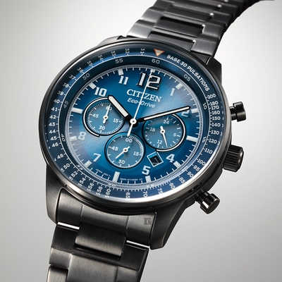 CITIZEN 星辰 光動能紳士計時手錶 送禮推薦-黑x藍 CA4505-80L