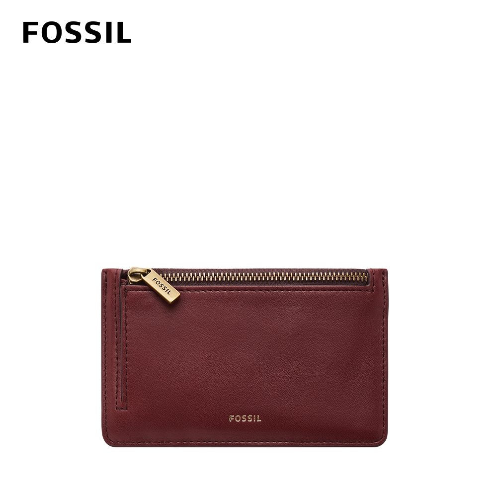 FOSSIL Logan 真皮卡片零錢包-酒紅色 SL6540609