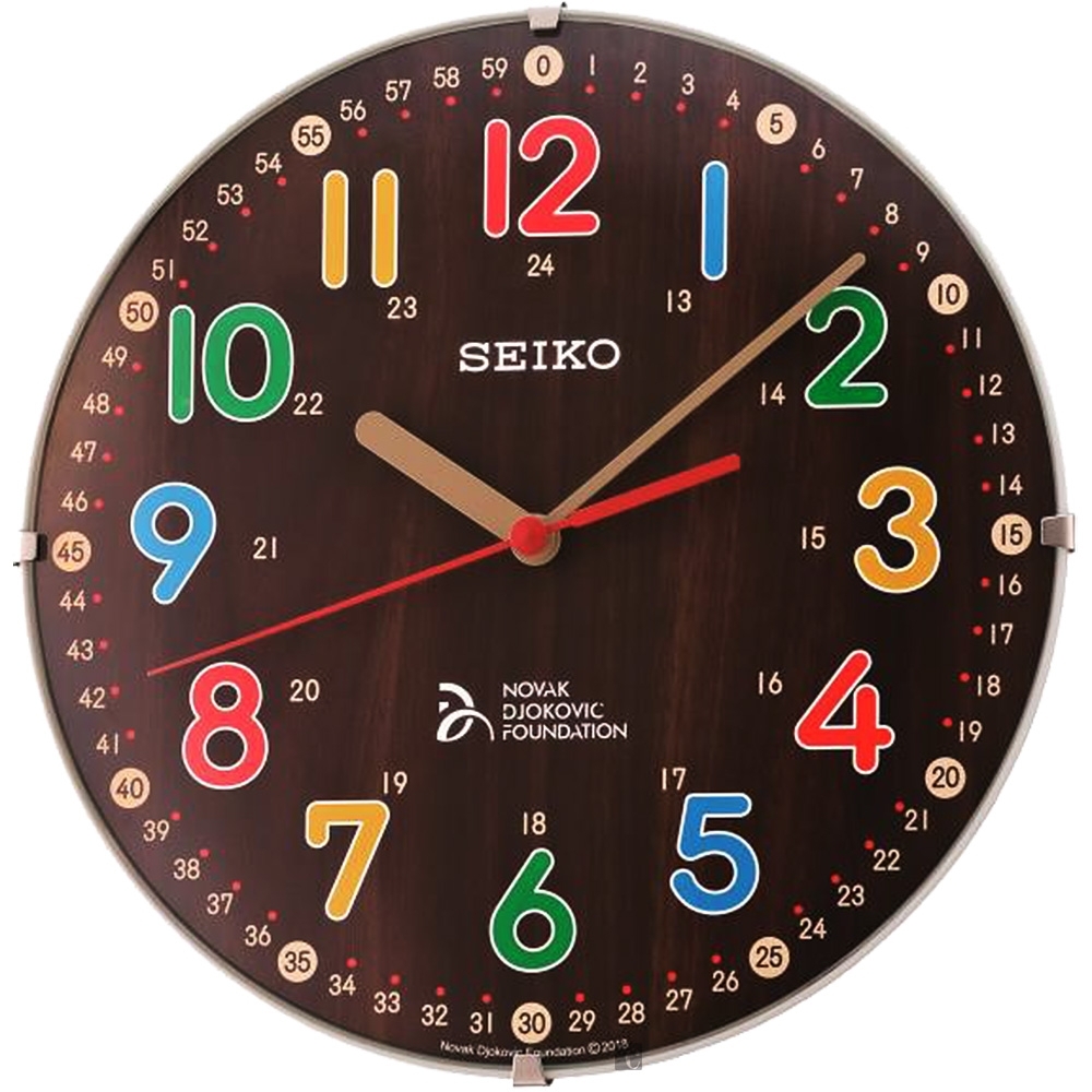 SEIKO 精工 喬科維奇兒童教育滑動式秒針座掛鐘-21cm(QXA932B)