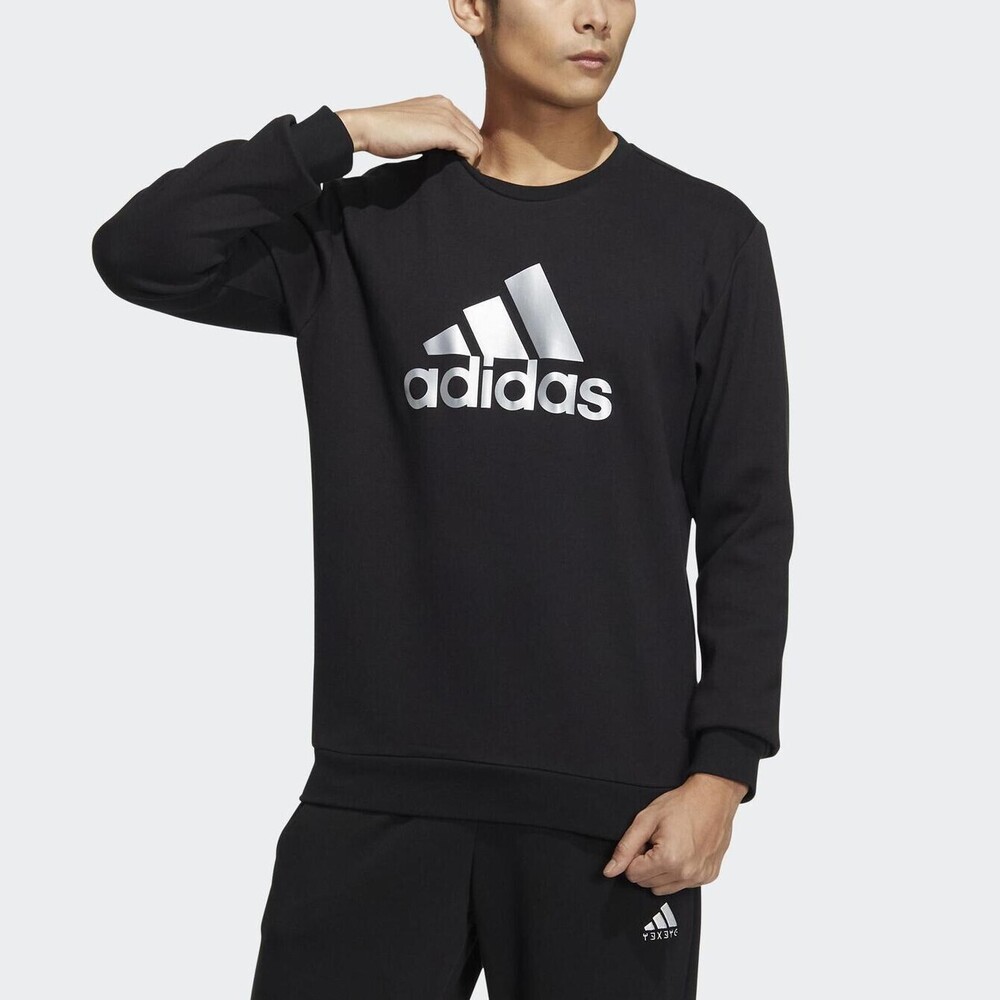 Adidas Mh Crew Swt [HM2960] 男 長袖上衣 運動 訓練 休閒 柔軟 舒適 亞洲版 黑