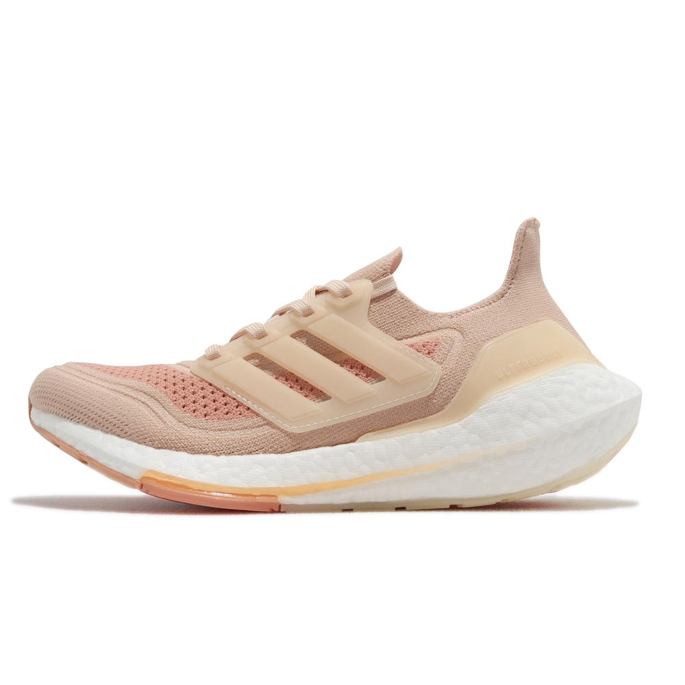 Adidas 慢跑鞋Ultraboost 21 W 女鞋粉橘粉紅白襪套式BOOST 輪胎大底愛