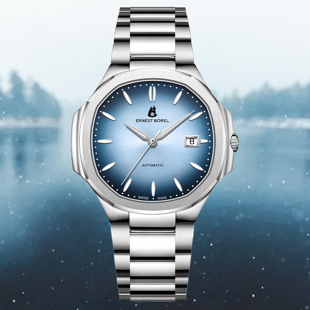 E.BOREL 依波路 復古系列 縱橫四海 圓弧八角形機械錶-漸層藍42.5mm N0404G0L-MS6S