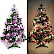 摩達客 3尺(90cm)特級綠松針葉聖誕樹(銀紫色系配件)+100燈鎢絲樹燈一串 product thumbnail 1