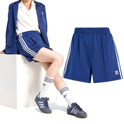 Adidas Firebird Short 女款 藍色 休閒 復古 三葉草 寬鬆 拉鍊口袋 短褲 IP2958