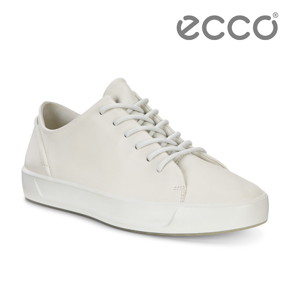 ECCO SOFT 8 W 簡約柔軟皮革休閒鞋 女-白