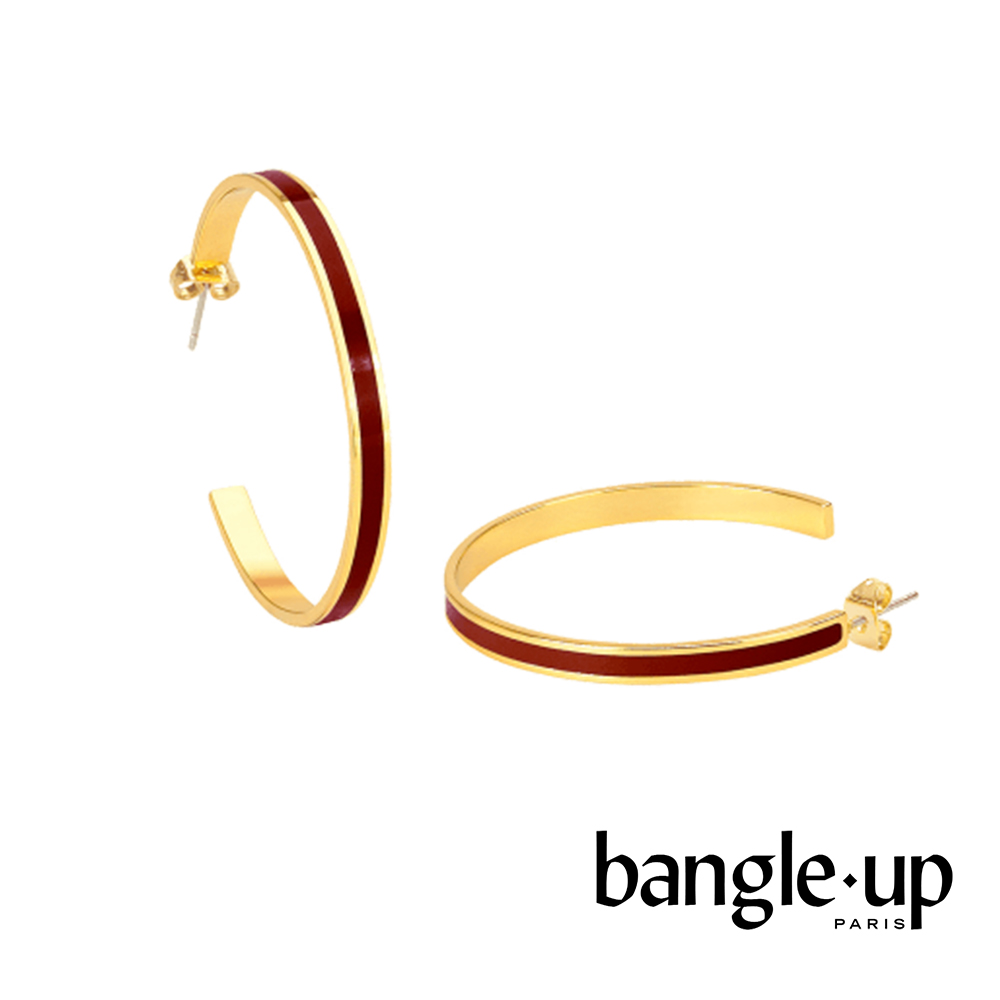 BANGLE UP 復古經典琺瑯鍍金開口耳環 -紅