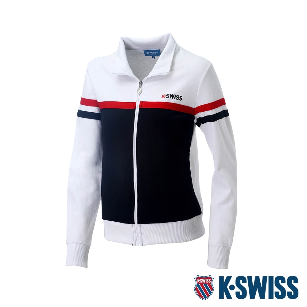 K-SWISS Mock Neck Jacket運動外套-女-白/黑