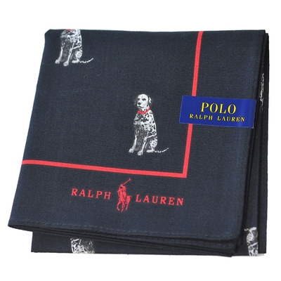 RALPH LAUREN POLO 品牌LOGO馬球繽紛大麥町圖騰帕領巾(黑色系)