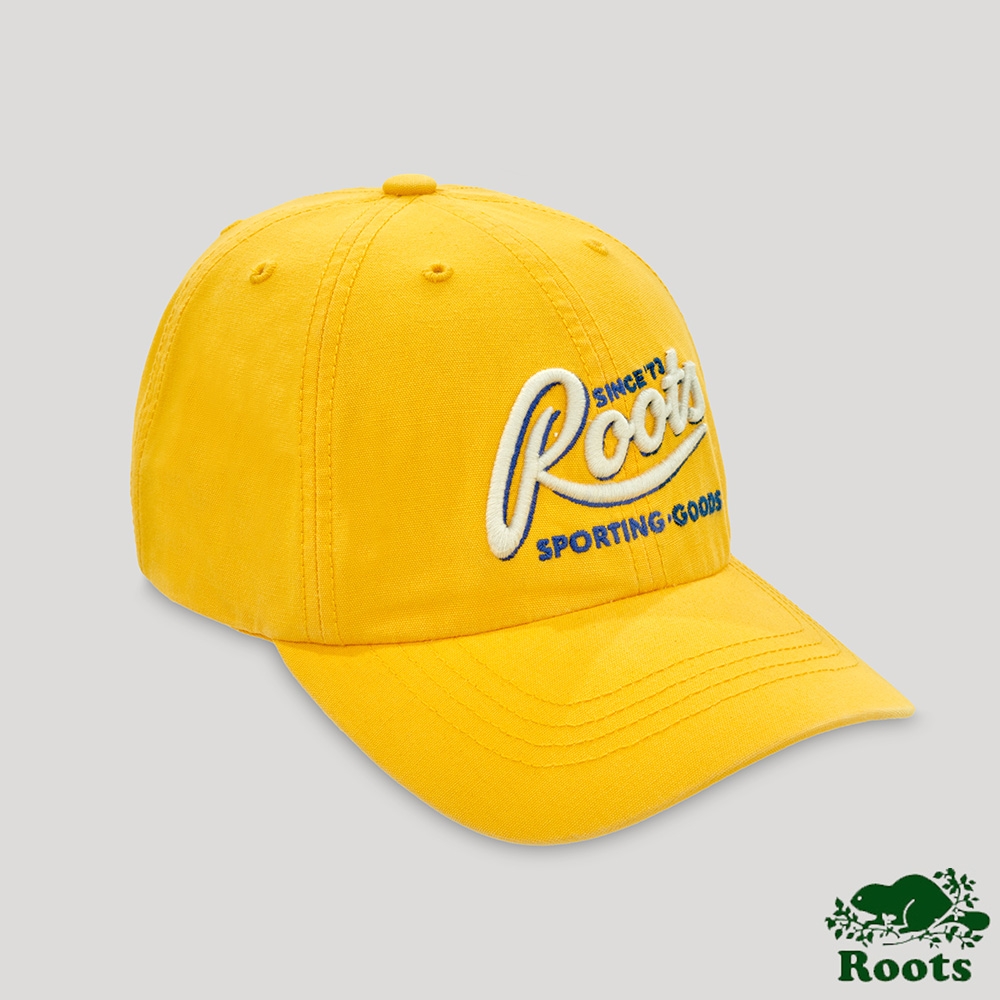 Roots 配件- 90風潮系列 文字LOGO棒球帽-金黃色