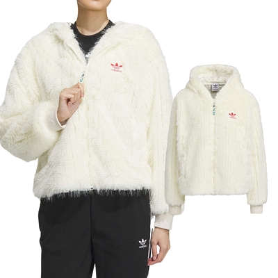 Adidas New FUR JKT 女 白色 休閒 冬季 保暖 毛毛 CNY 新年 外套 IX4225
