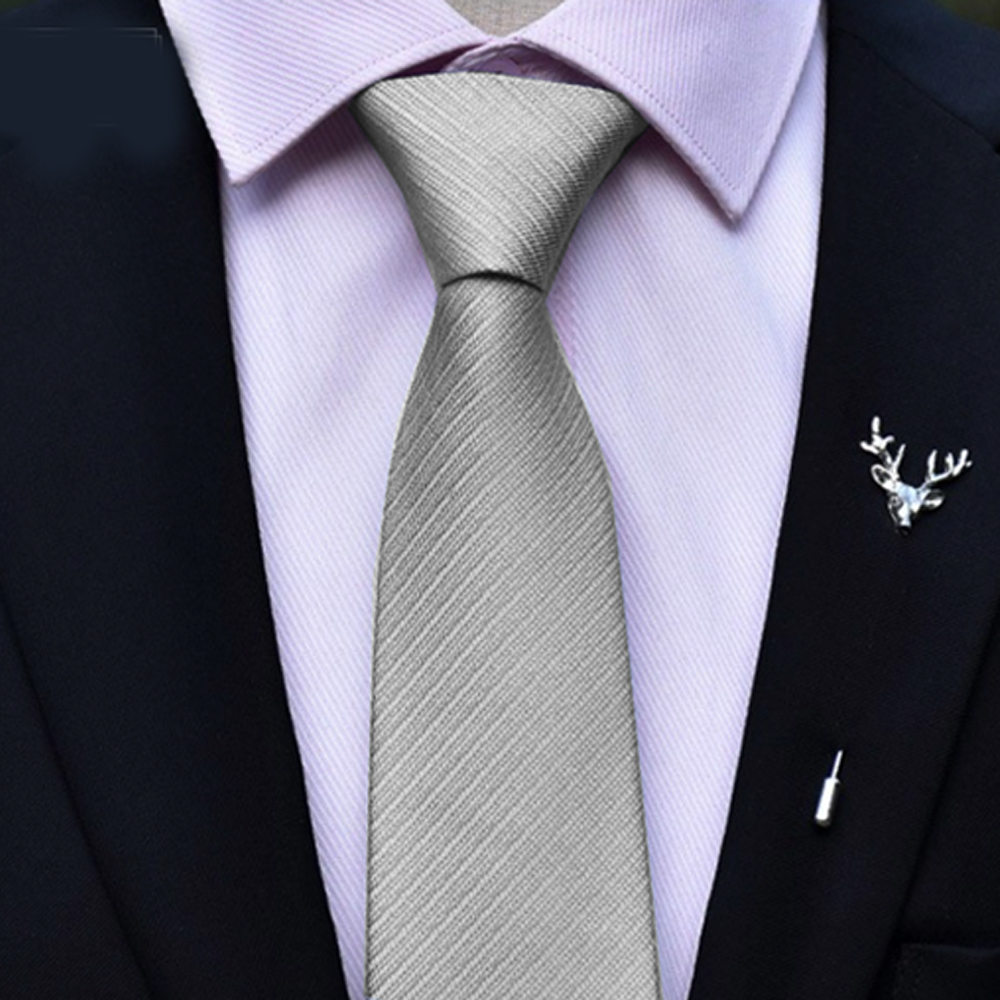 拉福   領帶6cm中窄版領帶精工手打領帶(銀灰)