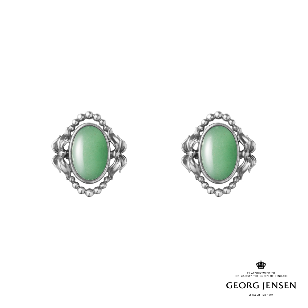 Georg Jensen 喬治傑生 HERITAGE 2022年度紀念純銀綠東陵玉夾式耳環