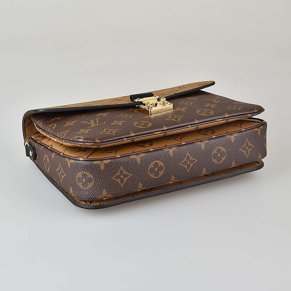 LV M44876 POCHETTE MÉTIS花紋LOGO拚色設計釦式手提斜背包(咖啡x淺咖啡