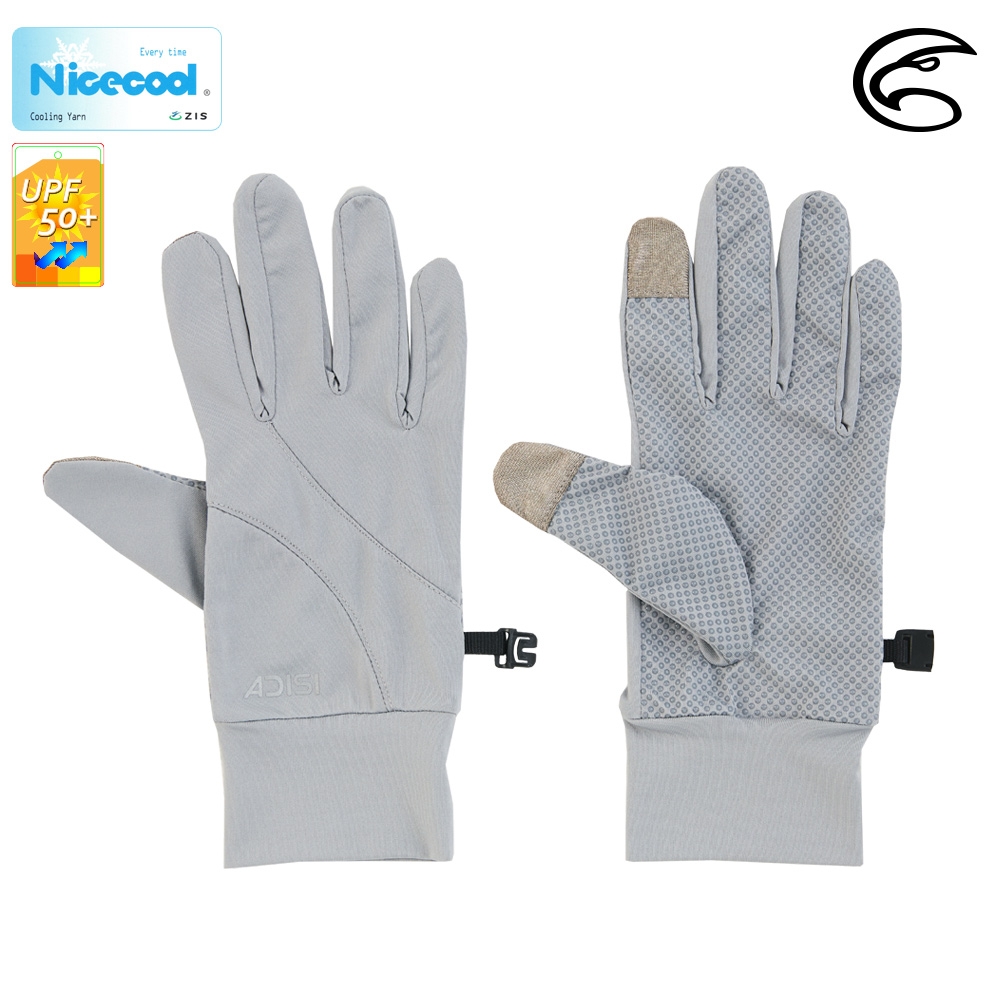 【ADISI】NICECOOL 吸濕涼爽抗UV觸控止滑手套 AS23014 / 中灰色
