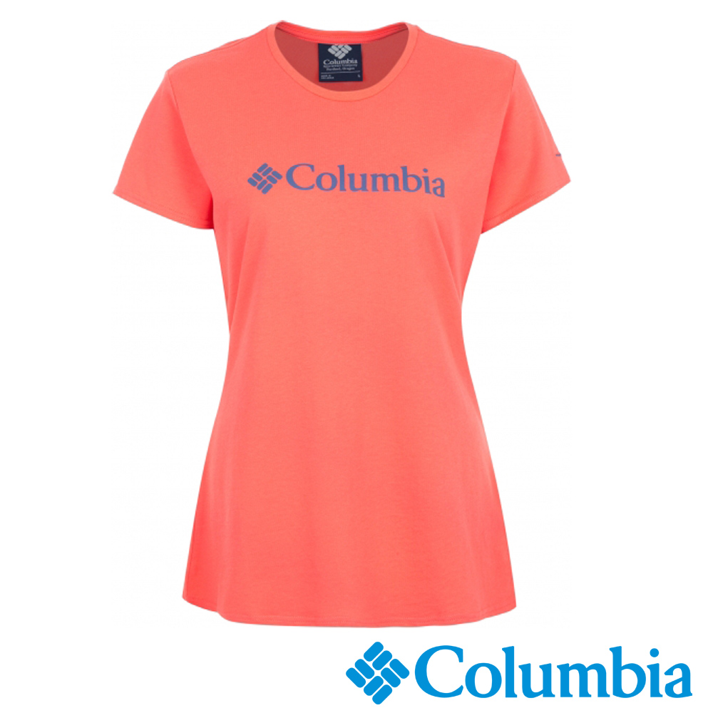 Columbia 哥倫比亞 女-LOGO快排短袖上衣粉紅-UAR19730PK
