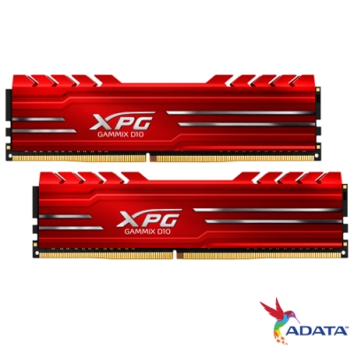 威剛 XPG D10 DDR4  3200 32G(16G*2) 超頻記憶體(紅色散熱片)