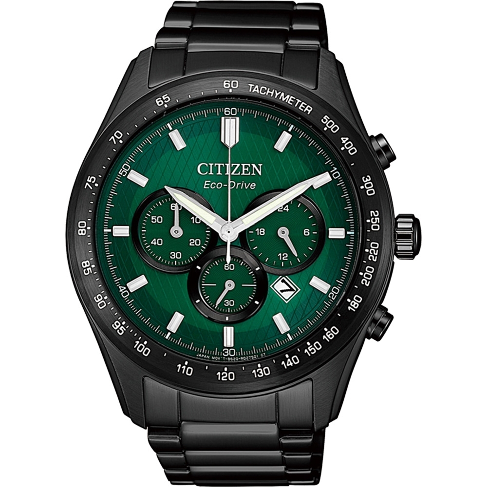 CITIZEN 星辰 光動能計時手錶-綠/43mm(CA4455-86X)