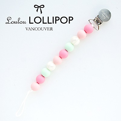 加拿大Loulou lollipop嬰幼兒繽紛串珠奶嘴夾/奶嘴鍊夾-薔薇粉