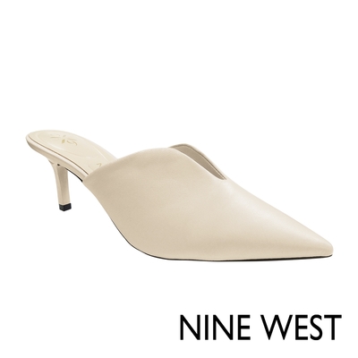 NINE WEST KAPPS 9X9 小羊皮高跟穆勒鞋-奶油白