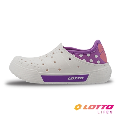 【LOTTO 義大利】童鞋 Salina輕量洞洞鞋(白/紫-LT2AKS6897)