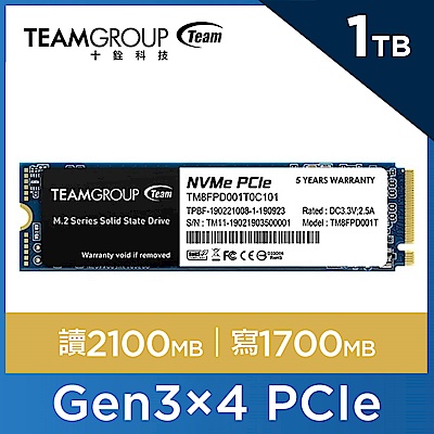 TEAM 十銓 MP33 PRO 1TB M.2 PCIe SSD 固態硬碟
