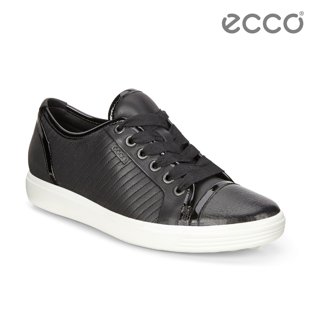 ECCO SOFT 7 LADIES 經典輕巧輕柔條紋休閒鞋 女-黑