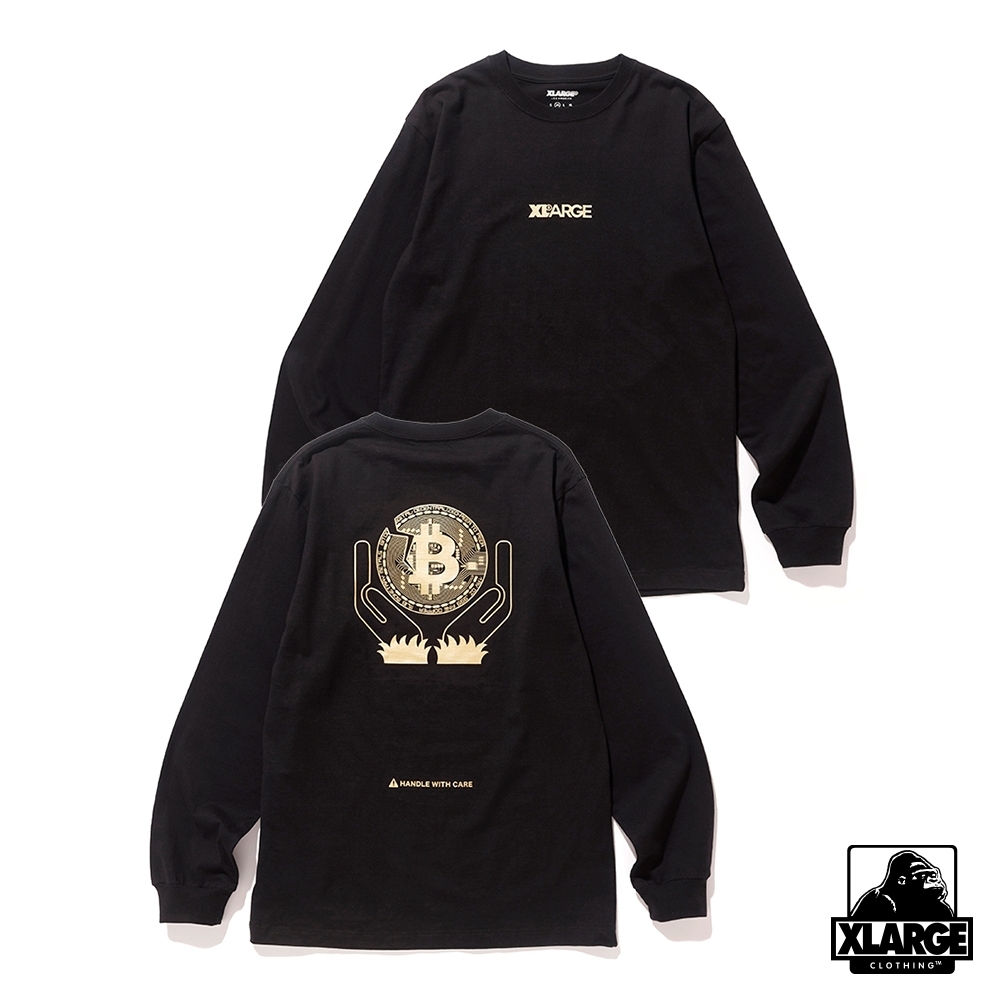 XLARGE L/S TEE BITCOIN長袖T恤-黑