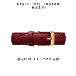 Daniel Wellington DW 錶帶 Petite Suffolk 14mm經典紅真皮錶帶-玫瑰金框 DW00200203