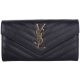 YSL Saint Laurent MONOGRAM 斜壓荔枝皮紋手拿包/長夾(黑色) product thumbnail 1