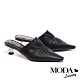拖鞋 MODA Luxury 復古時尚抓皺羊皮穆勒高跟拖鞋－黑 product thumbnail 1