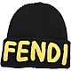 FENDI 撞色字母粗針織羊毛帽(黑色) product thumbnail 1