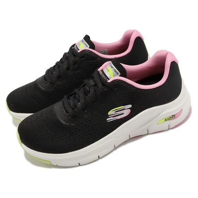 Skechers 休閒鞋 Arch Fit-Infinity Cool Wide 女鞋 黑 螢光粉 支撐 健走 149722WBKMT