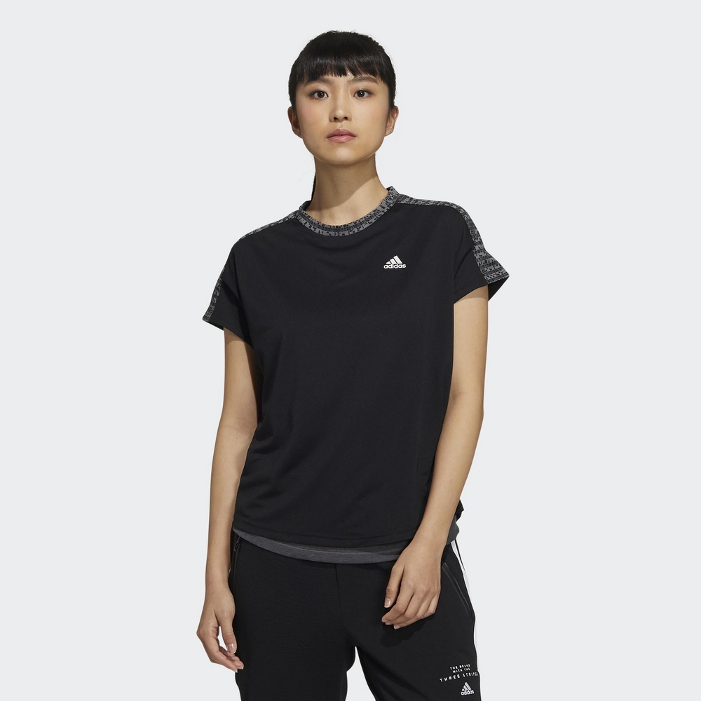 ADIDAS MHE LAYERED T 雙層女短袖上衣-黑灰-GM8809 | adidas | Yahoo