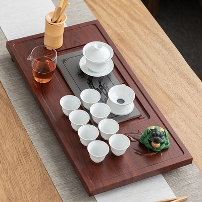 家用茶盤套裝 大號小型直排茶海 茶台 功夫茶具 干泡茶盤 茶道 茶杯 茶壺